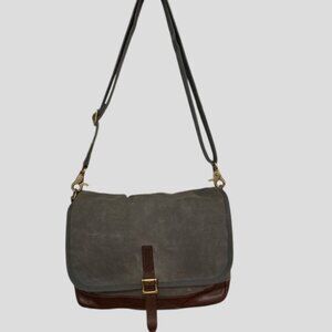 Fossil Leather & Canvas Messenger Tote Laptop Bag Unisex